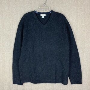 Vintage J Crew Shetland Wool Sweater L Tall Mens Gray Chunky Knit N Neck Oarsman